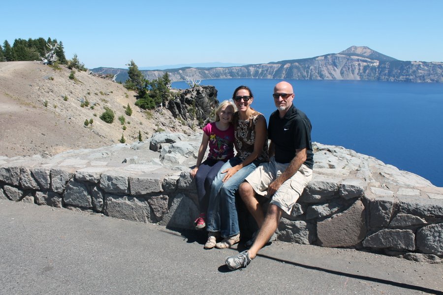 Family pic near the north entrance to Crater Lake.